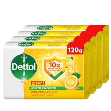 Dettol Fresh Bar Soap Bar Citrus &amp; Orange Blossom Scent, 120g Pack of 4