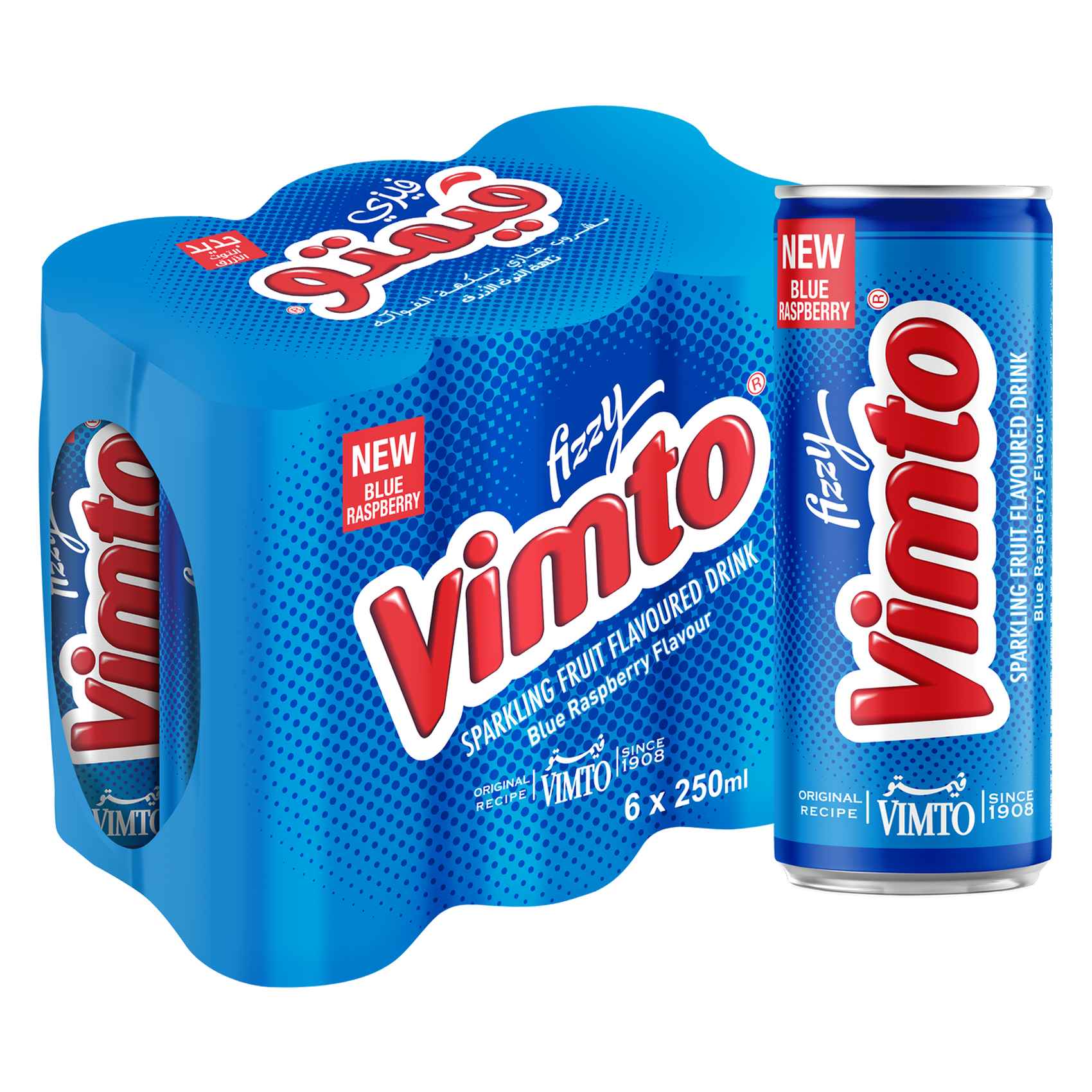 Buy Vimto Fizzy Sparkling Blue Raspberry Fruit Flavoured Drink, 250ml ...