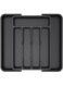 Drawer Organizer, Expandable Utensil Tray for Kitchen, BPA Free Flatware and Cutlery Holder, Adjustable Plastic Storage for Spoons, Forks, Knives, 8.5"-14.1" x 12.1", Black