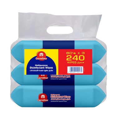 Carrefour Household Cleaning Wipes White 80 Wipes Pack of 3
