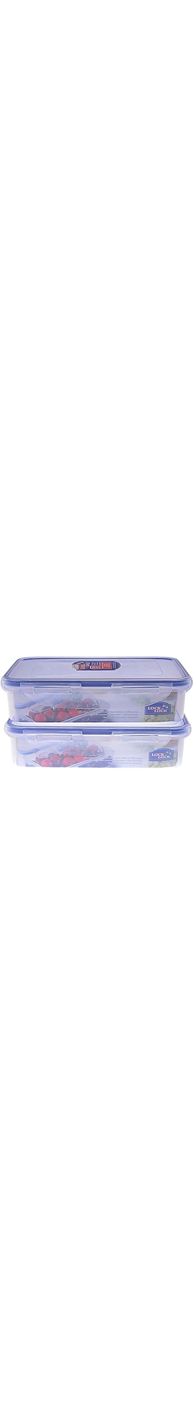 LocknLock Classic Containers Set of 2 Piece, HPL816SA2, Clear/Blue, 0.8 Liter, Rectangular