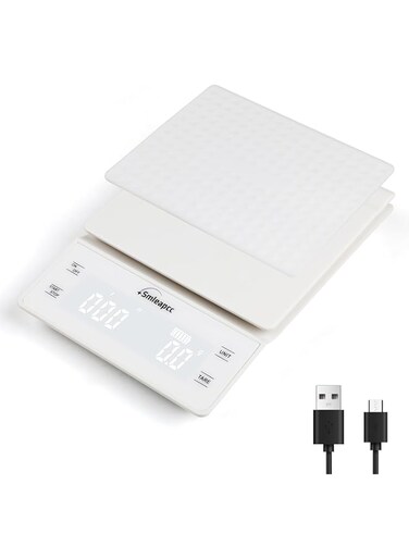 Smleapcc Coffee Scale with timer,0.1g/3kg High Precision Small Multifunctional Digital Kitchen Food Scale,Digital Accurate Coffee Scale (white)