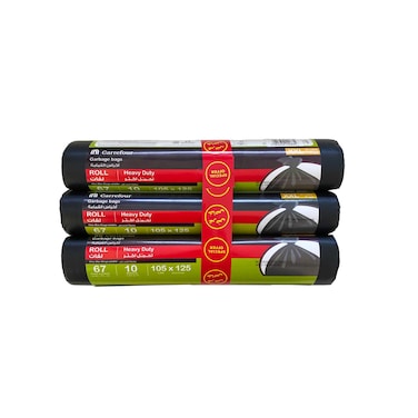 Carrefour 67 Gallon Oxo Bio-Degradable Heavy Duty Black 10 Garbage Bags Pack of 3