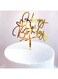 Happy Birthday Cake Toppers Elegant Script Calligraphy Decoration UK Acrylic (GOLD)
