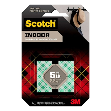 Scotch 111S-SQ-16 Indoor Mounting Squares, 1-inch length (2,54cm), Holds 1.8 Kg. whole pack. 16 squares/pack