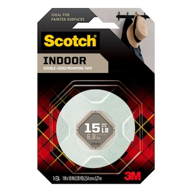 Scotch 114S Indoor Mounting Tape 1in x 50 in roll (25,4mm x 1.27m). 1 roll/pack