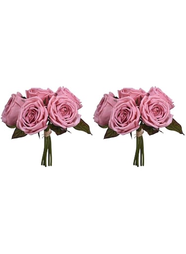 YATAI 10 Heads Real Touch Artificial Rose Flowers Floral Wedding Bouquet Wholesale Artificial Flowers Plants for Home Party Arts Crafts Project Decorations (Pink)
