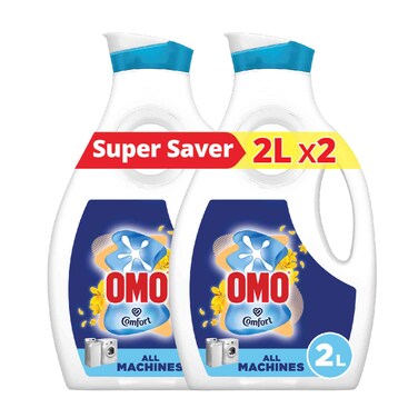 Omo Automatic Liquid Laundry Detergent with a Touch of Comfort, 2L Pack of 2