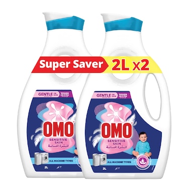 Omo Liquid Laundry Detergent for Sensitive Skin 2L Pack of 2