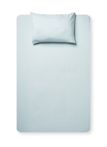 2- Piece Fitted Bedsheet Set Twin Size Microfiber Baby Blue