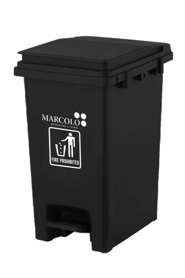 15L Pedal Dustbin Compact &amp; Durable Polypropylene Trash Bin with Foot Pedal and Secure Lid Ideal for Home, Kitchen, Office Use (Black)