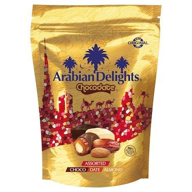 Chocodate Arabian Delights Assorted Dates and Almond Covered with Chocolate, 230g