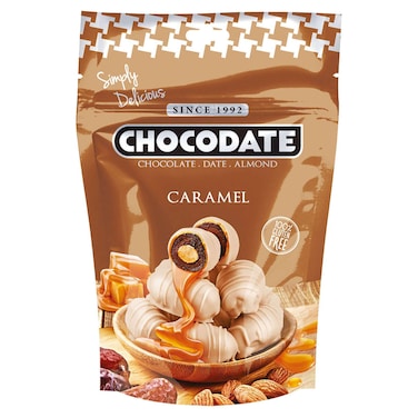 Chocodate Caramel Chocolate Covered Dates with Almond, 90g