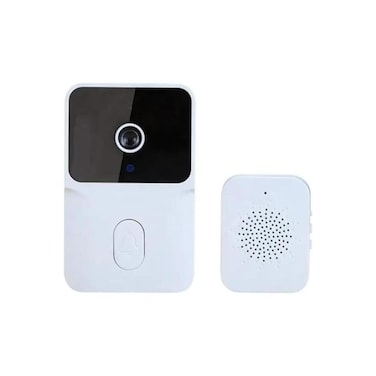 Smart wireless video doorbell with 1080p HD, night vision, and two-way intercom for home security.