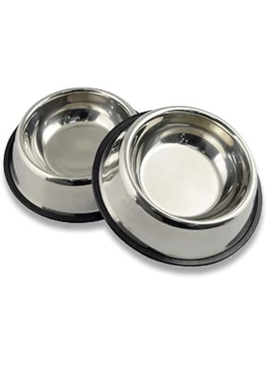 TAME Stainless Steel Dog Bowls 2 PCS,Dog Dishes 1L, Cat Bowl Water and Food with Rubber Base for Large Dogs, Cats, Puppy Rabbit and Kitten (Large)