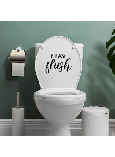 IMPRINTED DESIGNS WALL DECALS Vinyl Art - Please Flush - 7" x 8" - Modern Inspirational Funny Quote Sticker for Home Bedroom Office Bathroom Store School Restroom Decor