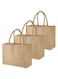 YONGERN 3 Pack Burlap Tote Bags Bulk Cotton Handles Laminated Interior X-Large Jute Gift Tote Beach Bag Full Gusset for Mother's Day Teacher Bridesmaid Wedding DIY