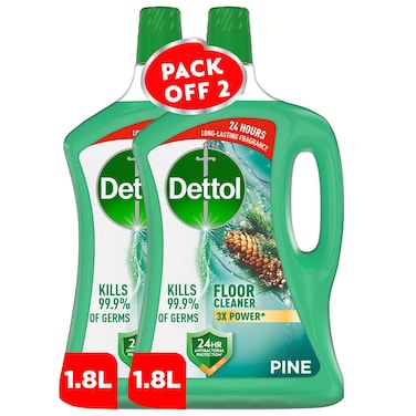 ديتول منظف الأرضيات القوي برائحة الصنوبر، 1.8 لتر، حزمة من قطعتين