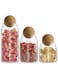 Glass Jar with Ball Cork Lid, Glass Canister with Wood Lid, Storage Container Jars for Coffee, Tea, Spice, Sugar, Salt, Set of 3 (3 PC, 500ml+800ml+1200ml)