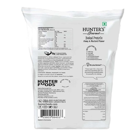 Hunter&#39;s Gourmet Honey and Mustard Baked Pretzos, 70g