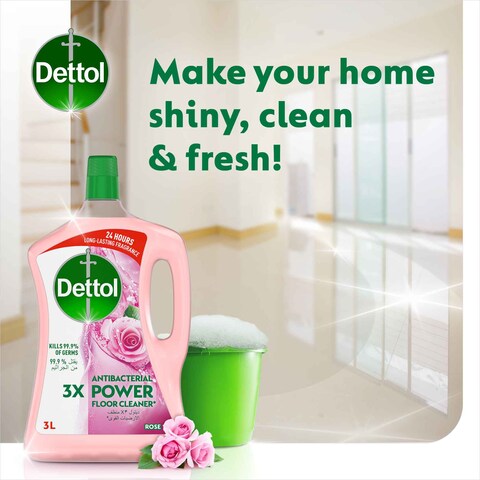 Dettol Power Floor Cleaner, Rose Scent, 3L