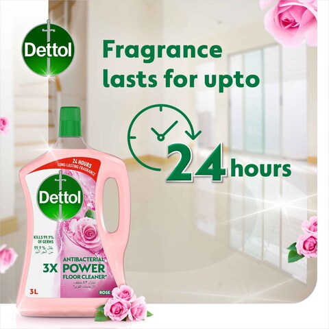 Dettol Power Floor Cleaner, Rose Scent, 3L