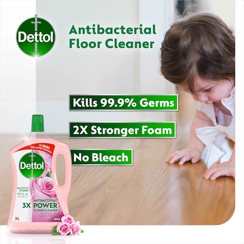 Dettol Power Floor Cleaner, Rose Scent, 3L