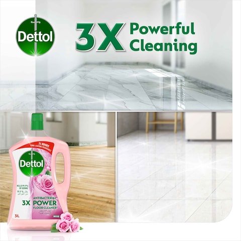 Dettol Power Floor Cleaner, Rose Scent, 3L