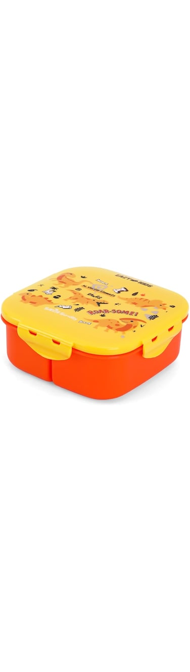 Eazy Kids Square Bento Lunch Box - Dino Yellow