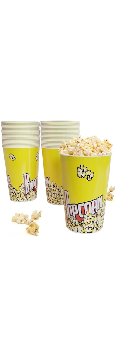 Al FAKHAMA Large Popcorn Cup 46 Oz (Pack Of 25) Disposable Leak-Free Stackable Paper Popcorn Cups buckets for Kids Party, Birthday, Movie Theater, Party Supplies - Pack Of 25