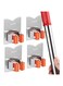 VHIEDN Broom and Mop Holder Wall Mounted, Stainless Steel Self Adhesive Single Broom Hanger Hook, Heavy Duty Organizer Rack, V-Shape Orange, 4 Pack