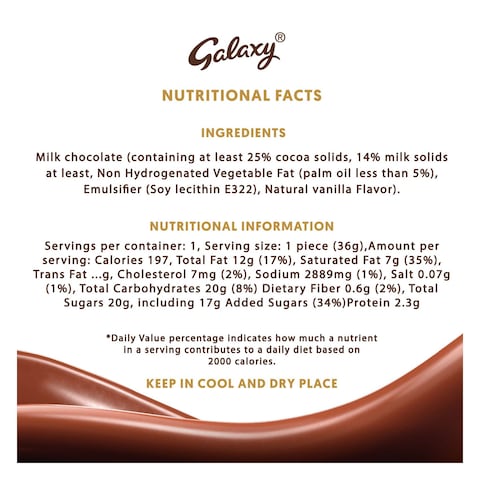 Galaxy Smooth Milk Chocolate Bar, 36g
