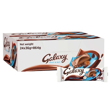 Galaxy Fruit and Nut Milk Chocolate Bar, 36g Pack of 24