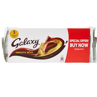 Galaxy Smooth Milk Chocolate Bar, 80g Pack of 3