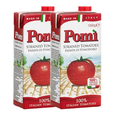 Pomi Passata Strained Tomatoes 100% Italian Tomatoes 1kg Pack of 2