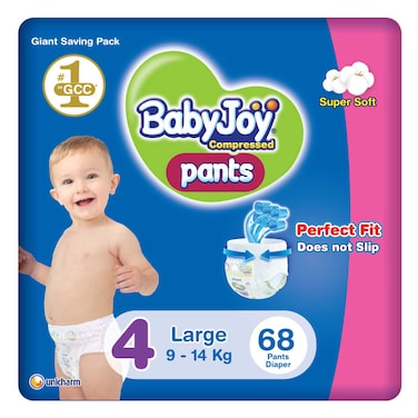Baby Joy Cullote Diaper Pants Large Size 4 9-14kg Giant Pack 68 Pants