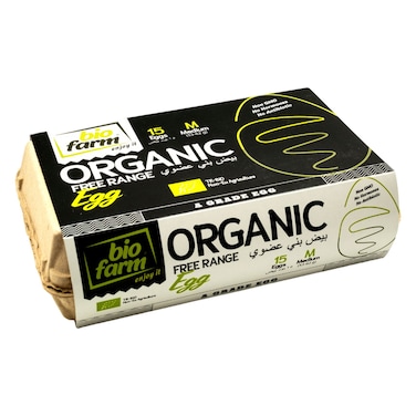 Biofarm Organic Free Range Eggs, Medium, 15 PCS