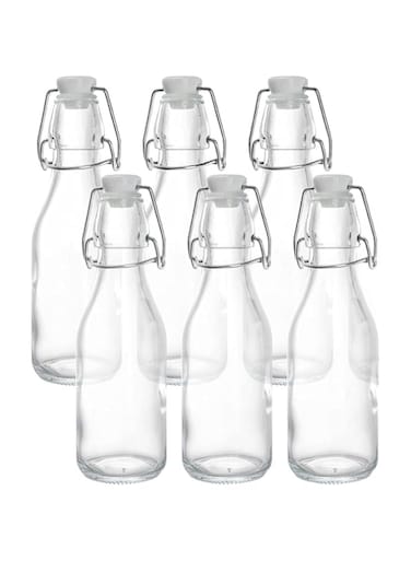 FUFU 6Pack 8oz Flip Top Glass Bottle Swing Top Bottles with Airtight Seal Flip Caps for Kombucha, Beverages, Oil, Vinegar, Water, Soda, Kefir