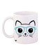 Spectacled Cat Printed Coffee Mug White/Black/Blue 11ounce