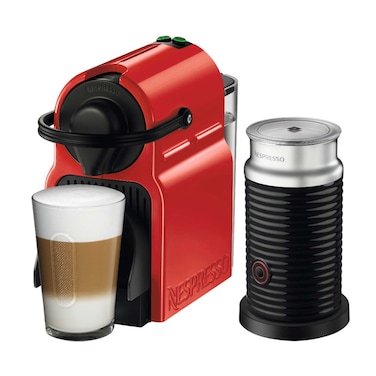 Nespresso&nbsp;Inissia coffee machine Bundle with Aeroccino 3 by&nbsp;Nespresso, Ruby Red&nbsp;- UAE Version