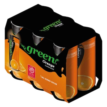 Green Orange Flavour Carbonated Can, 330ml Pack of 6