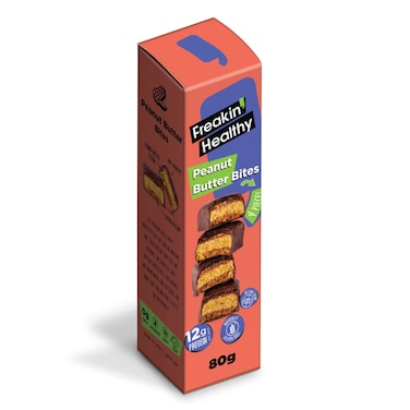 Freakin' Healthy Peanut Butter Bites Dark Chocolate Coated Snack, 80g