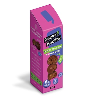 Freakin' Healthy Double Chocolate Energy Balls Dark Chocolate Coated Snack, 60g