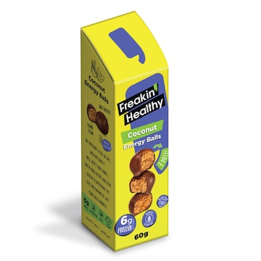 Freakin' Healthy Coconut Energy Balls Dark Chocolate Coated Snack, 60g