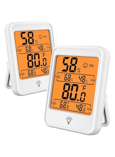 Indoor Thermometer Digital Hygrometer Room Thermometer Humidity Monitor with Backlight, Suitable for Bedroom, Baby Room, Wine Cellar, Flower Room, Laboratory, Battery Included