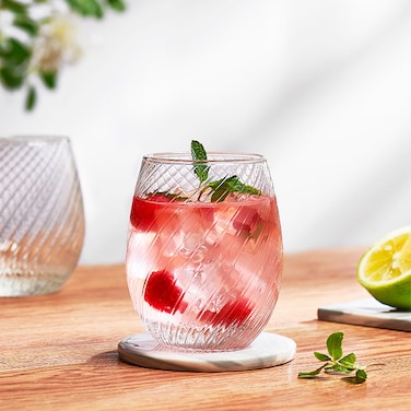 Libbey Rocks Glass &ndash; Du Vin Double Old Fashioned Glass &ndash; 330ml / 11.5 oz &ndash; Spiral Embossed Rocks Tumbler &ndash; Pack of 6 &ndash; 1072B1