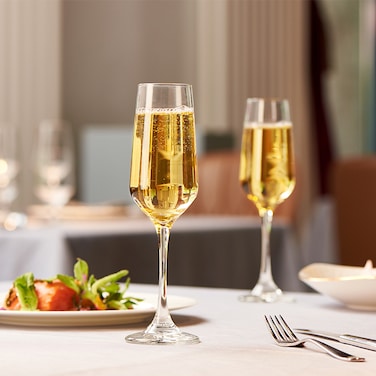 Libbey Champagne Flute &ndash; Signature Greenwich Glasses &ndash; 220ml, ClearFire Glass &ndash; Elegant Tapered Design, Lead-Free &ndash; Set of 6 &ndash; Model #4077