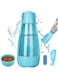 Portable Dog Water and Food Bottle,Dog Water Bottle, 4 in 1 Pet Water Bottle With Waterer, Food Storage,Garbage Bag Storage and Poop Shovel, for Dogs Outdoor Walking,Hiking,Traveling &amp; Camping (Blue)