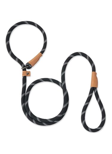 TERRIFI 5 FT 1/2" Slip Lead Dog Leash - Strong Rope Leash for Small, Medium, &amp; Large Dogs, No-Pull Training with Reflective Thread, Comfortable Loop, Black