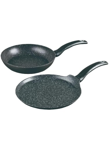 BERGNER ORION 2PCS COOKWARWE SET, FORGED ALUMINUM COOKING SET, INDUCTION BOTTOM COOKWARE, MARBLE+ NON-STICK COATING COOKWARE POTS, SUITABLE FOR ALL STOVES, GREY COLOR, BG30068GY